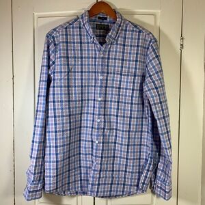 Hawker Rye Mens Slim Fit Plaid Button Down Shirt Blue Purple Cotton S Seersucker